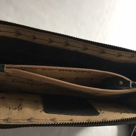 Lisa Leonard Designs You Are Beautiful Boho 3/4 Zip Leather Wallet